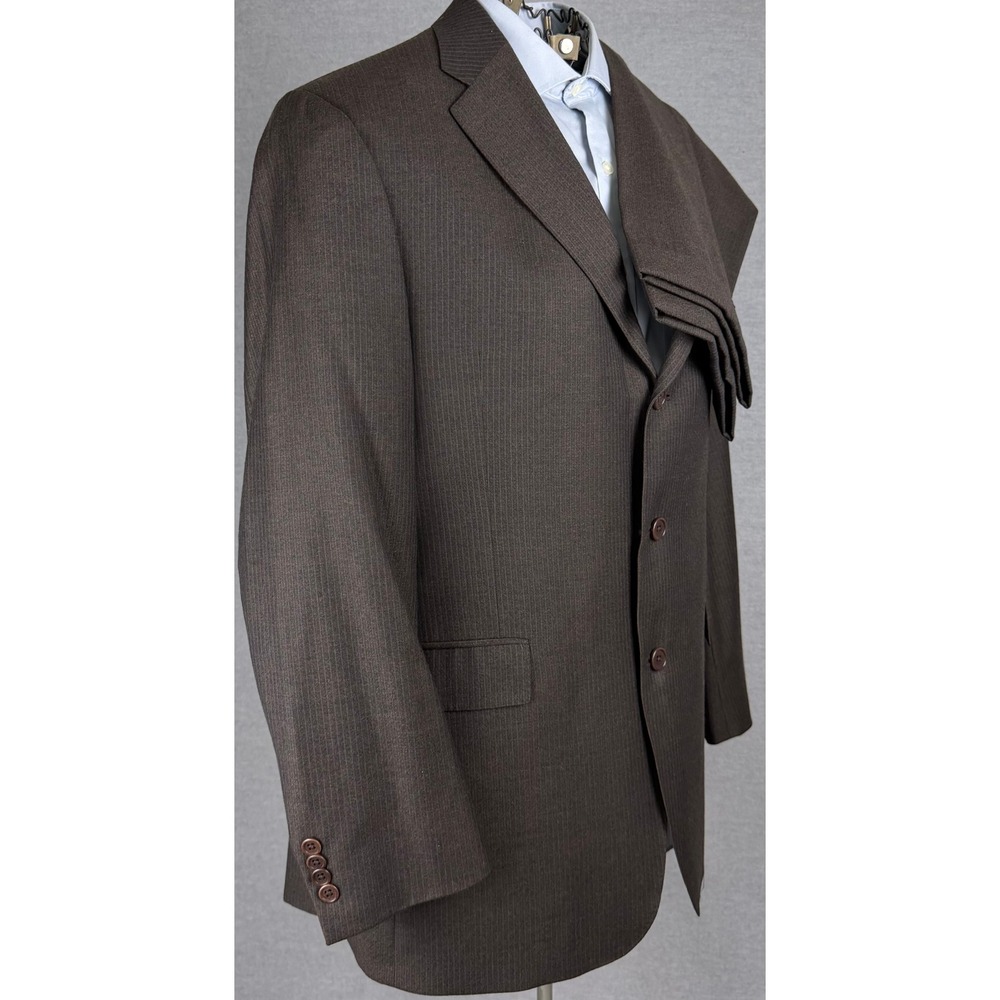 Daniel Cremieux Loro Piana Suit Mens 46L Brown Pinstripe 2pc 37x27 3 Button